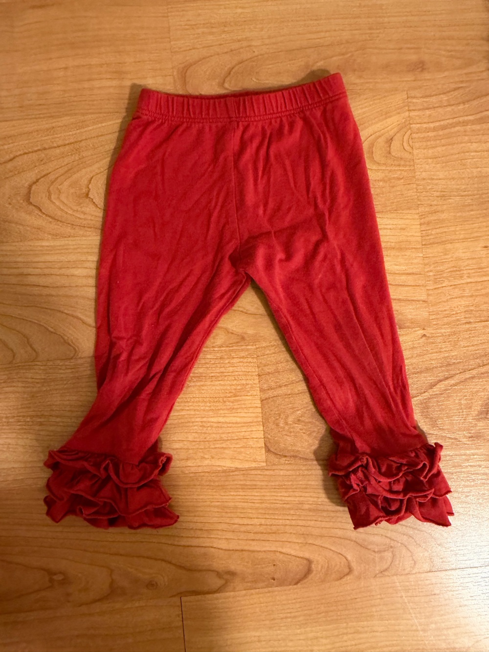 Persnickety Red Ruffle-Hem Leggings